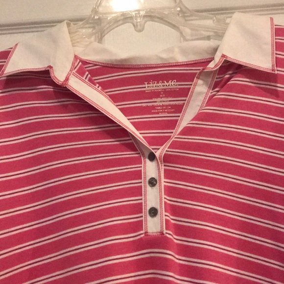 💕Pretty in Pink Stripes Polo Shirt💕 - Picture 2 of 4